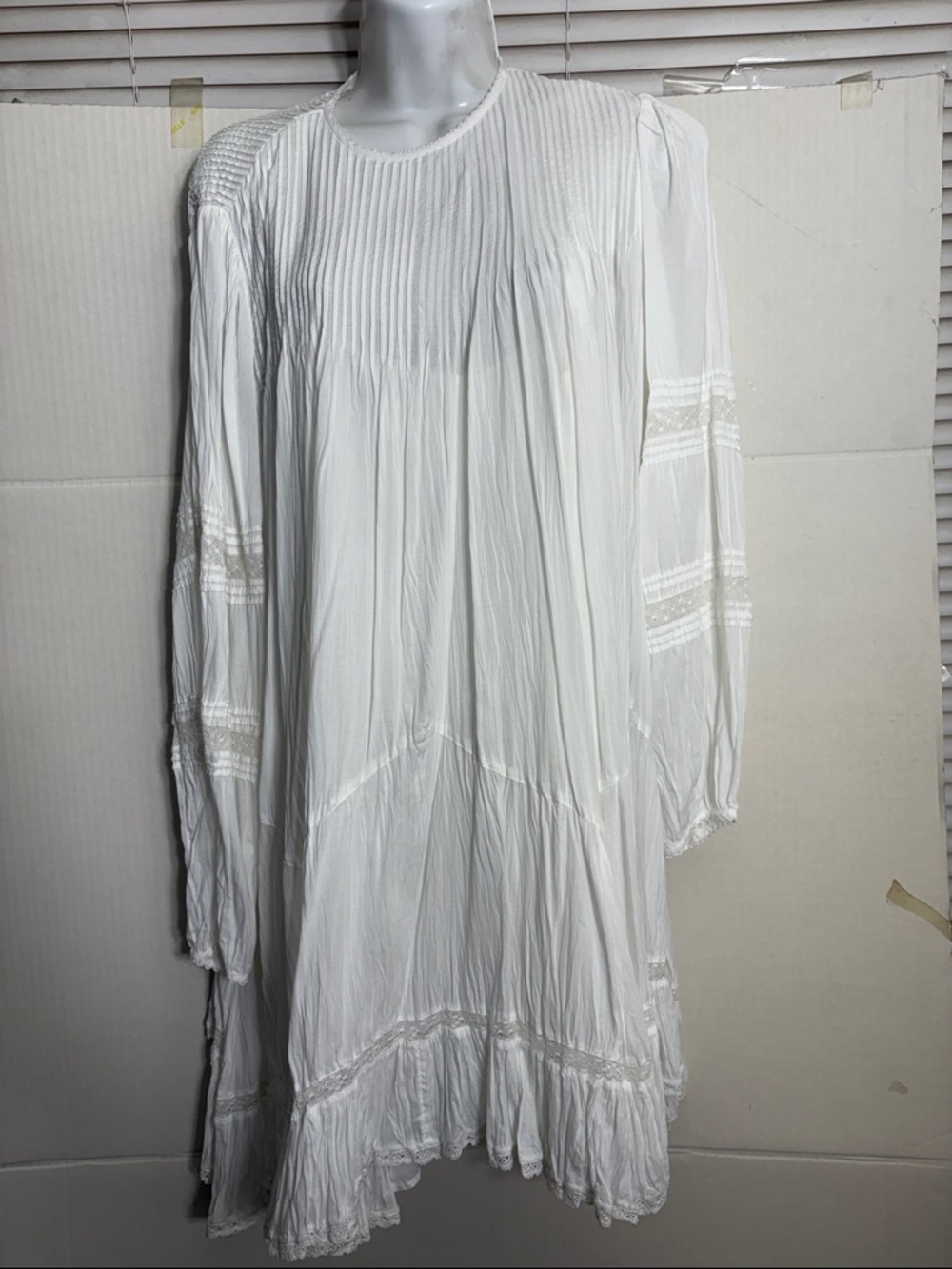 Aritzia Wilfred White Lightweight Pleated Tunic Tealight Dress 5642